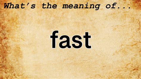 fast meaning in tagalog